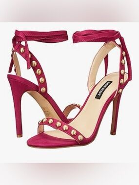 Nine West Fuchsia Studded Ankle-Tie High Heel Sandals - Women 7.5 NWT